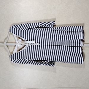 2/$10 04534 I.N. Studio navy & white striped bell sleeve dress S NWT